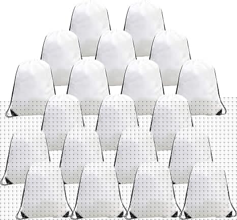 BeeGreen Drawstring Bags Backpacks Bulk, 20 Pieces White Gym Cinch Bags, String Backpack for Sports Sack, Personlized Sackpacks DIY Heat Vinyl