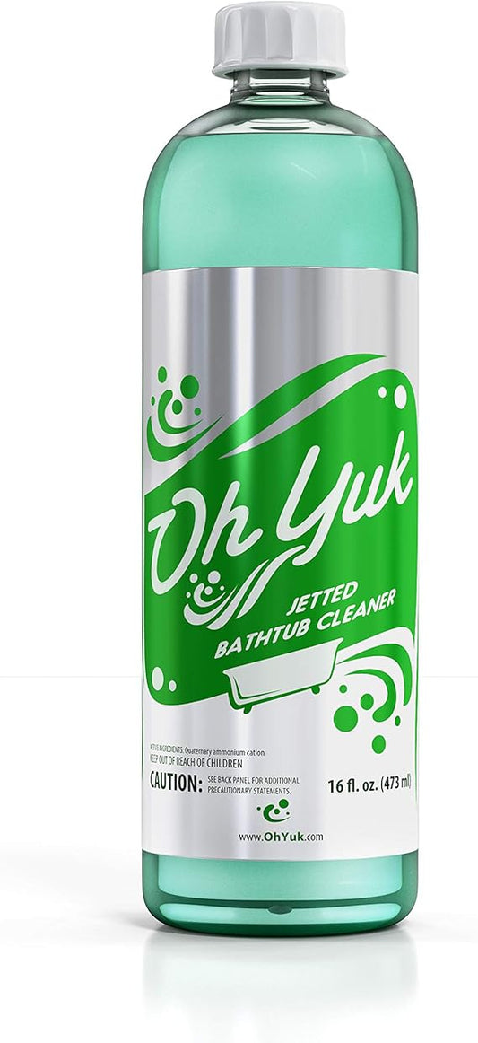 Oh Yuk Jetted Tub Cleaner for Jacuzzis, Bathtubs, Whirlpools, The Most Effective Jetted Tub Cleaner, Septic Safe, 4 Cleanings per Bottle - 16 Ounces