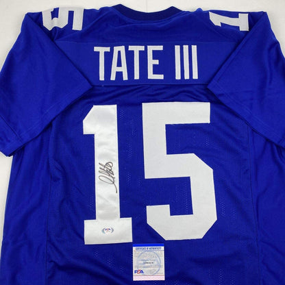 Autographed/Signed Golden Tate III New York Blue Football Jersey PSA/DNA COA