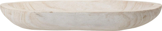 Bloomingville Hand-Carved Paulownia Wood Bowl with Whitewashed Finish