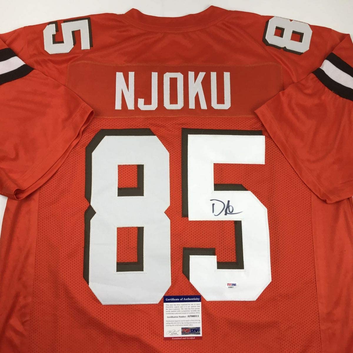 Autographed/Signed David Njoku Cleveland Orange Football Jersey PSA/DNA COA