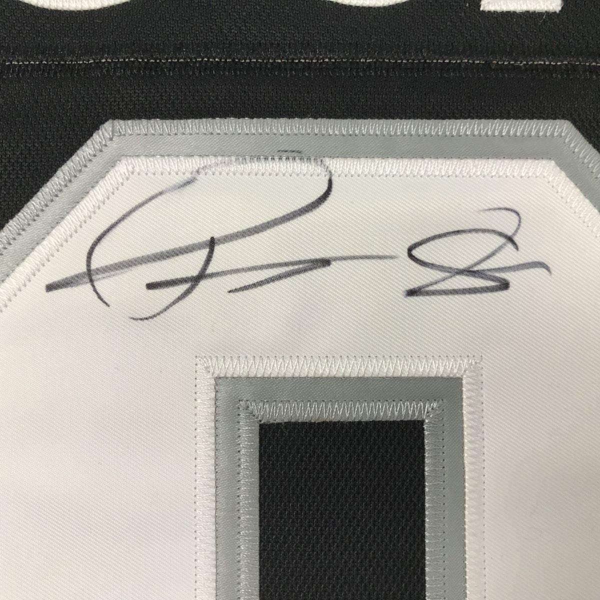 Framed Autographed/Signed Drew Doughty 35x39 Los Angeles LA Black Hockey Jersey JSA COA