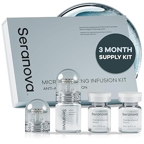 Seranova - Micro Infusion for Skin Care ‰ÛÒ with Collagen Peptides & Hyaluronic Acid, Face Serum and Stamp 0.05mm - 3 Month Supply
