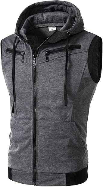 Ymosrh Men's Undershirts Tank Top Hooded Tank Tops Zip Up Bodybuilding Fitness Muscle T Shirt Sleeveless Hoodie, M-5XL
