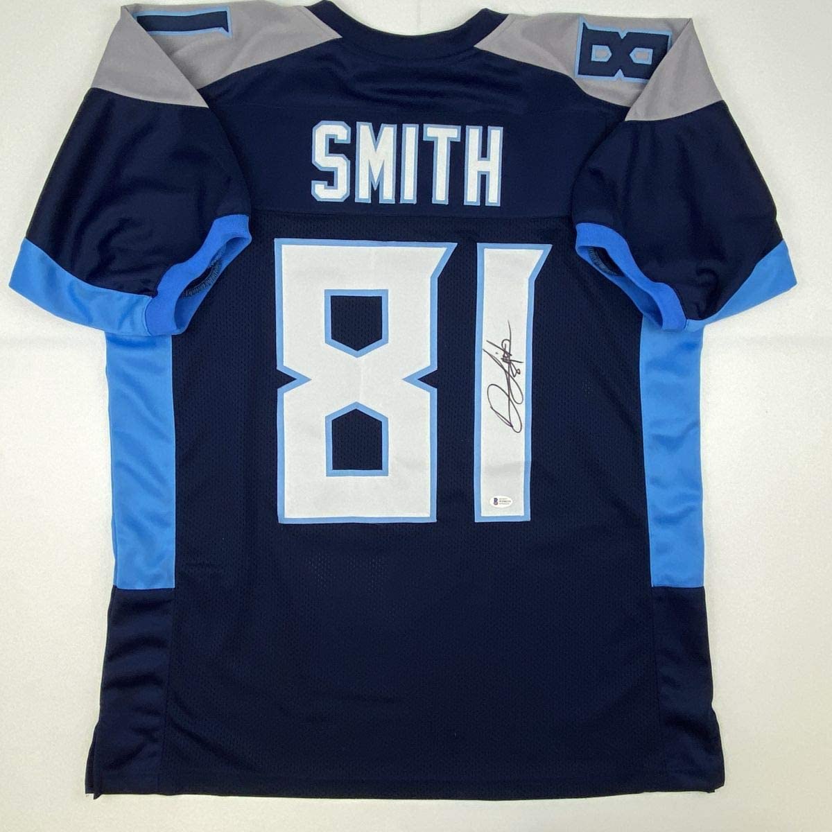 Autographed/Signed Jonnu Smith Tennessee Dark Blue Football Jersey Beckett BAS COA
