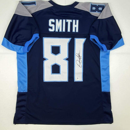 Autographed/Signed Jonnu Smith Tennessee Dark Blue Football Jersey Beckett BAS COA