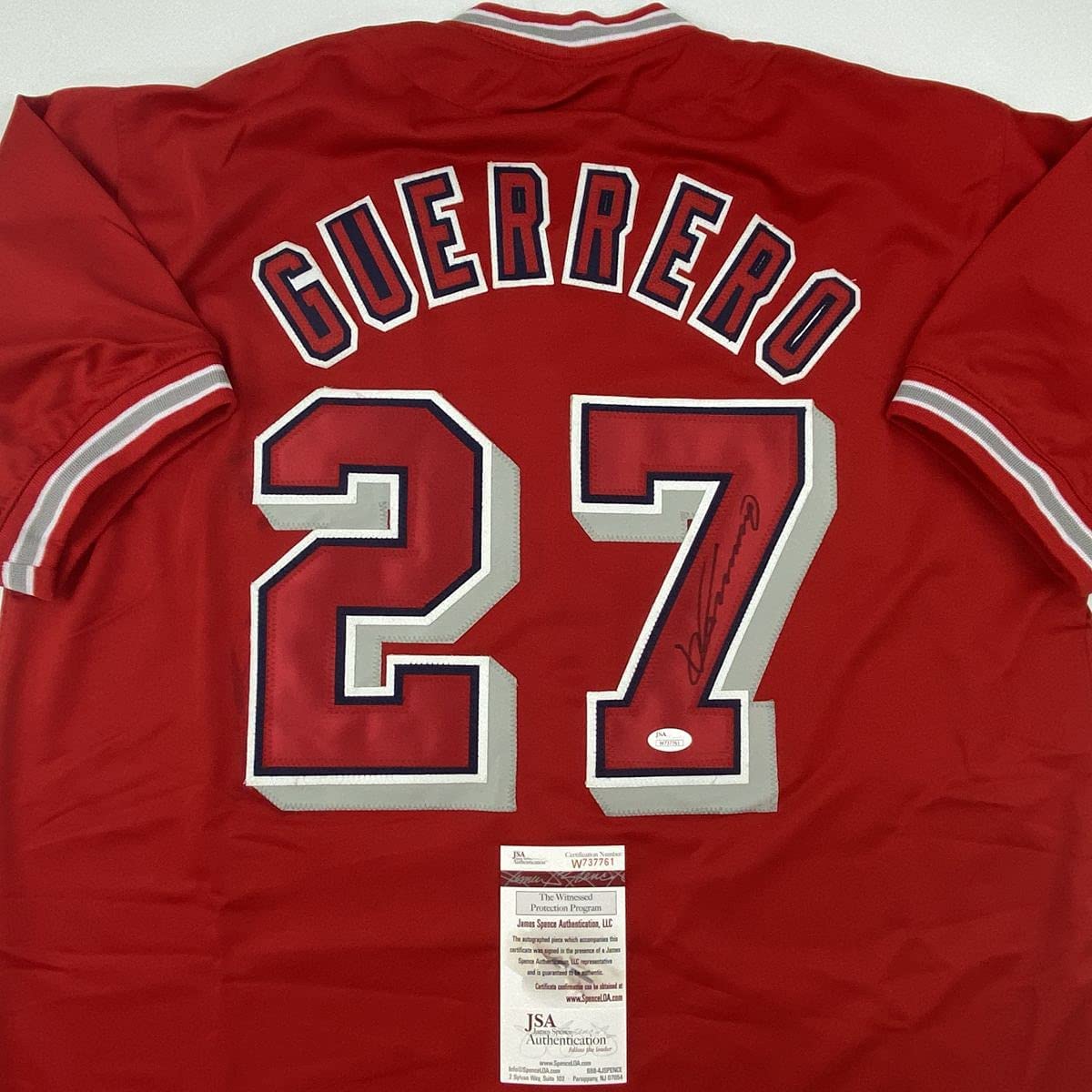 Autographed/Signed Vladimir Vlad Guerrero Los Angeles LA Anaheim Red Baseball Jersey JSA COA