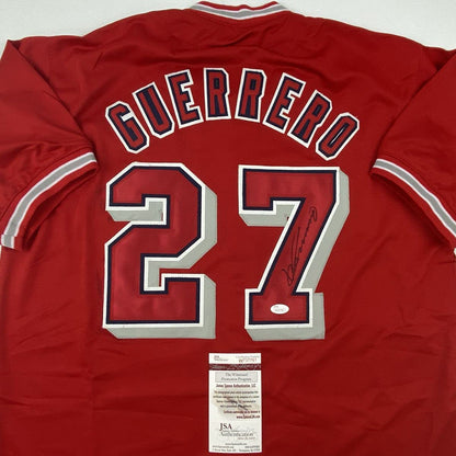Autographed/Signed Vladimir Vlad Guerrero Los Angeles LA Anaheim Red Baseball Jersey JSA COA