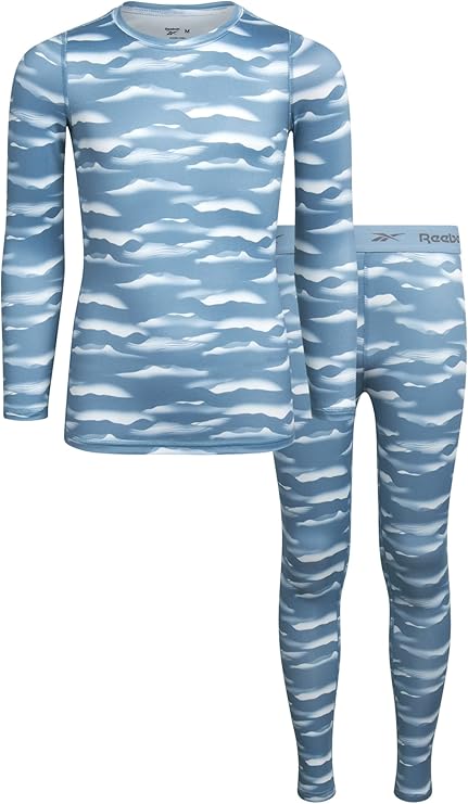 Reebok Girls_‹_ Base Layer Set - 2 Piece Performance Long Sleeve T-Shirt and Long Tights Leggings - Underlayer for Girls (6-14)