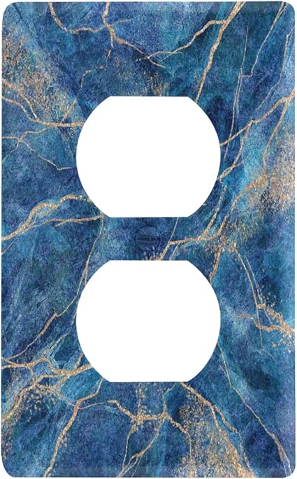 Blue Marble Gold Veins Toggle Switch Wall Plate Nature Stone Texture Switch Cover Electrical Outlet Covers 1 Gang Home Decor H4.53 xL2.76 inch