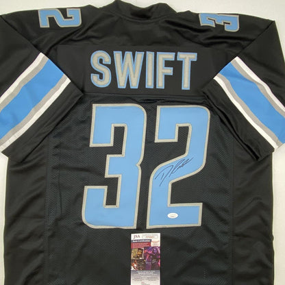 Autographed/Signed D'Andre Swift Detroit Black Football Jersey JSA COA