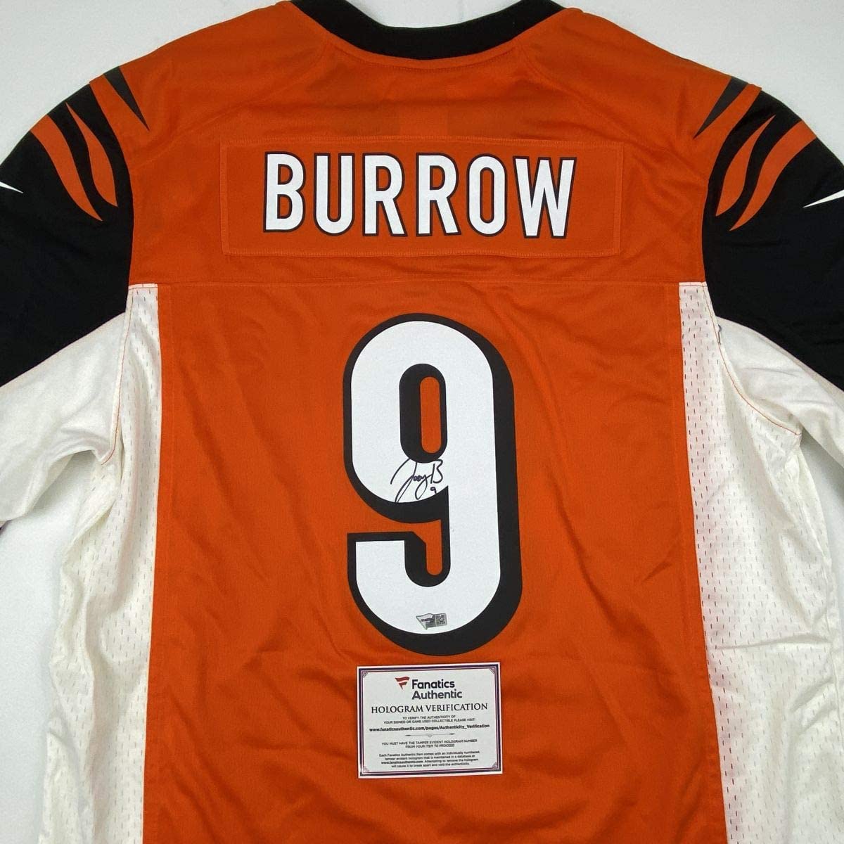 Autographed/Signed Joe Burrow Cincinnati Bengals Orange Authentic Nike Game Football Jersey Fanatics COA