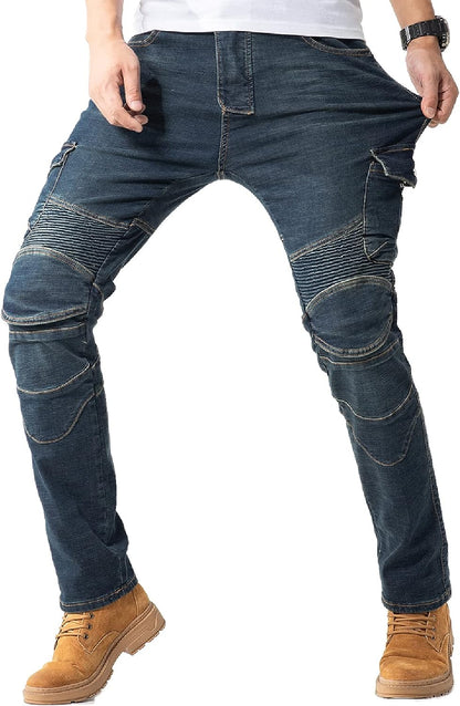 CTBQiTom Motorcycle Pants for Men Motocross Riding Pants Motorbike Riding Denim Jeans Adventure Trousers with CE Armor