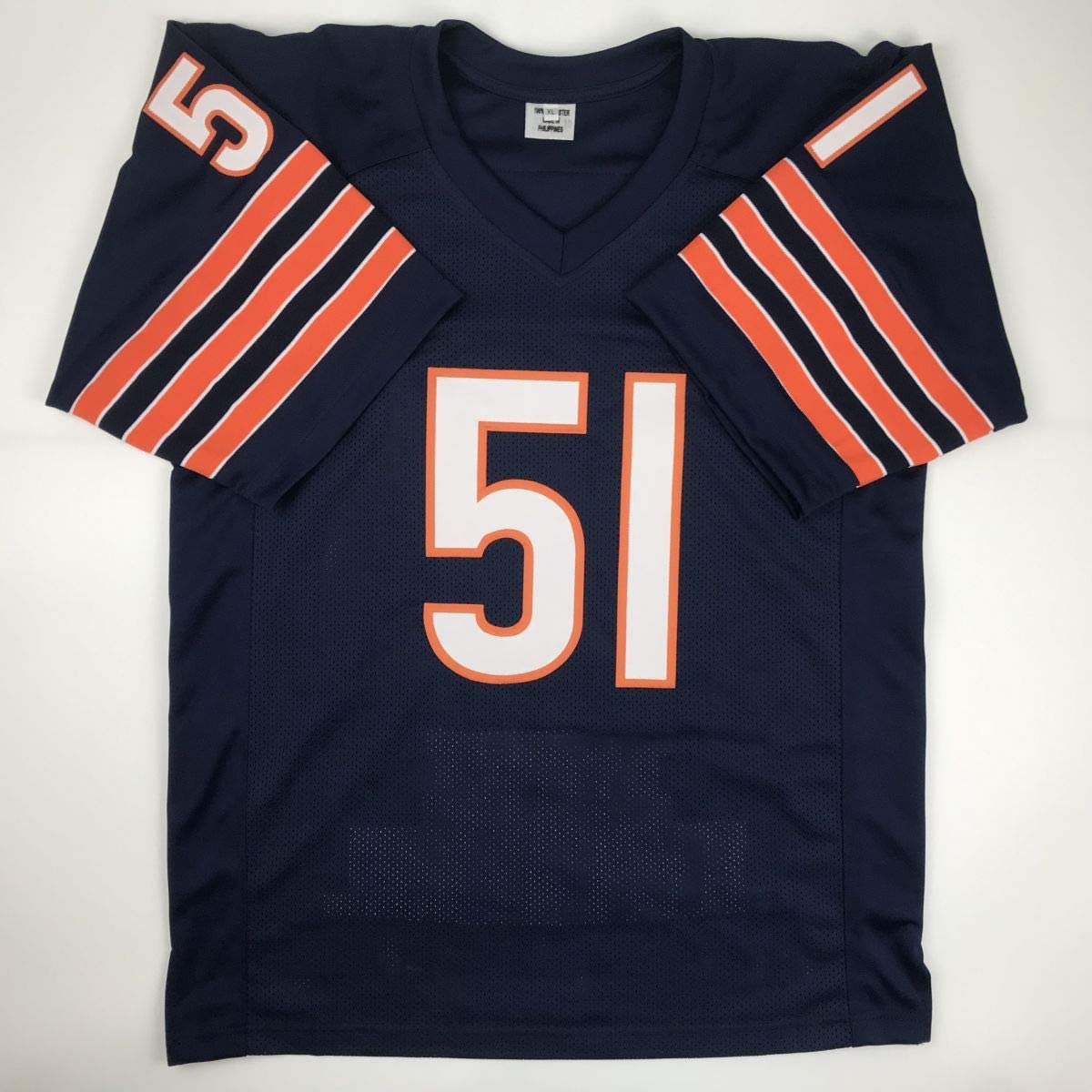 Autographed/Signed Dick Butkus Chicago Blue Stat Football Jersey JSA COA