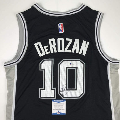 Autographed/Signed DeMar DeRozan San Antonio Black Basketball Jersey Beckett BAS COA