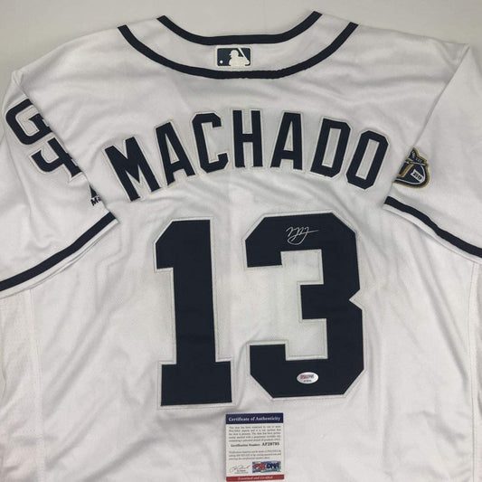Autographed/Signed Manny Machado San Diego White Baseball Jersey PSA/DNA COA