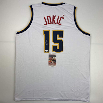 Autographed/Signed Nikola Jokic Denver White Basketball Jersey JSA COA