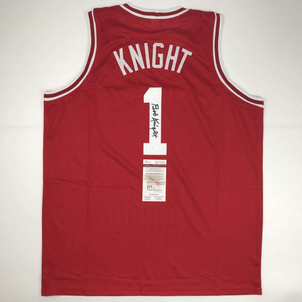 Autographed/Signed Bobby Bob Knight Indiana Hoosiers Red Basketball Jersey JSA COA