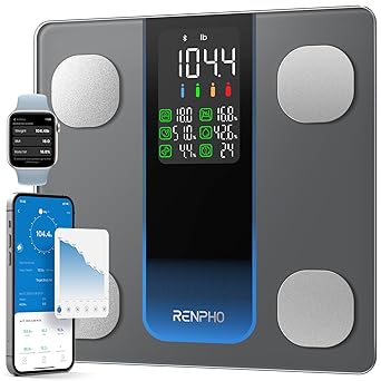 RENPHO Smart Scale for Body Weight, FSA HSA Eligible, Weight Scale with 7-in-1 Large Display for BMI, Body Fat, Muscle Mass, 13 Body Composition, High Accurate Bluetooth Scale, 500lbs, 11.8", Elis 2XL