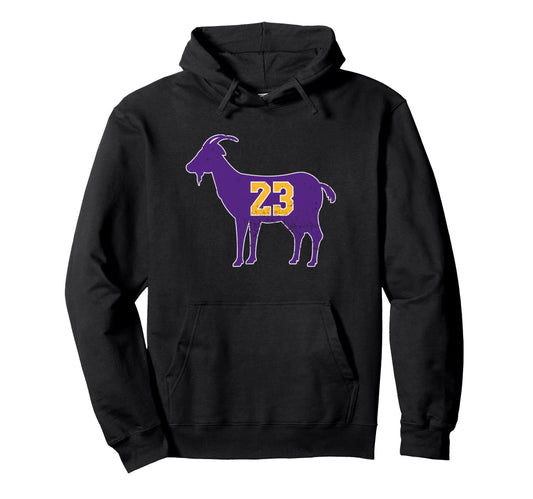 Goat 23 Distressed Hoodie - Trendy Graphic for Adults