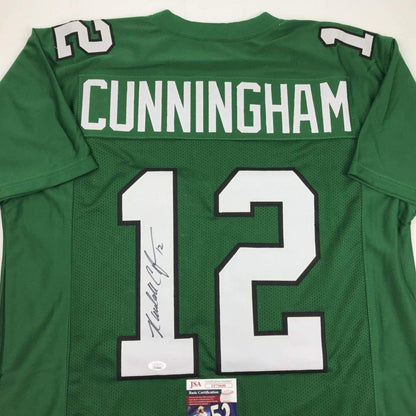 Autographed/Signed Randall Cunningham Philadelphia Green Football Jersey JSA COA
