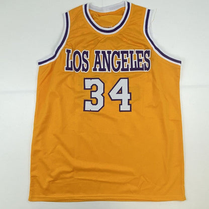 Autographed/Signed Shaquille Shaq O'Neal Los Angeles LA Yellow Basketball Jersey Beckett BAS COA
