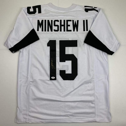 Autographed/Signed Gardner Minshew II Jacksonville White Football Jersey PSA/DNA COA