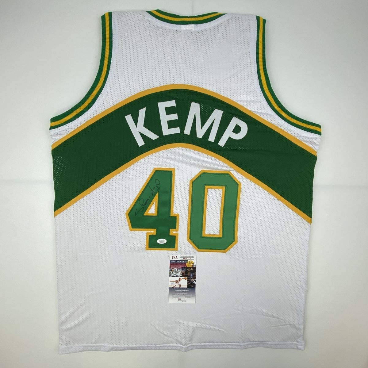 Autographed/Signed Shawn Kemp Seattle White Basketball Jersey JSA COA