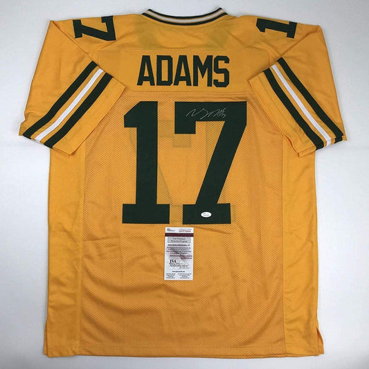Autographed/Signed Davante Adams Green Bay Yellow Color Rush Football Jersey JSA COA