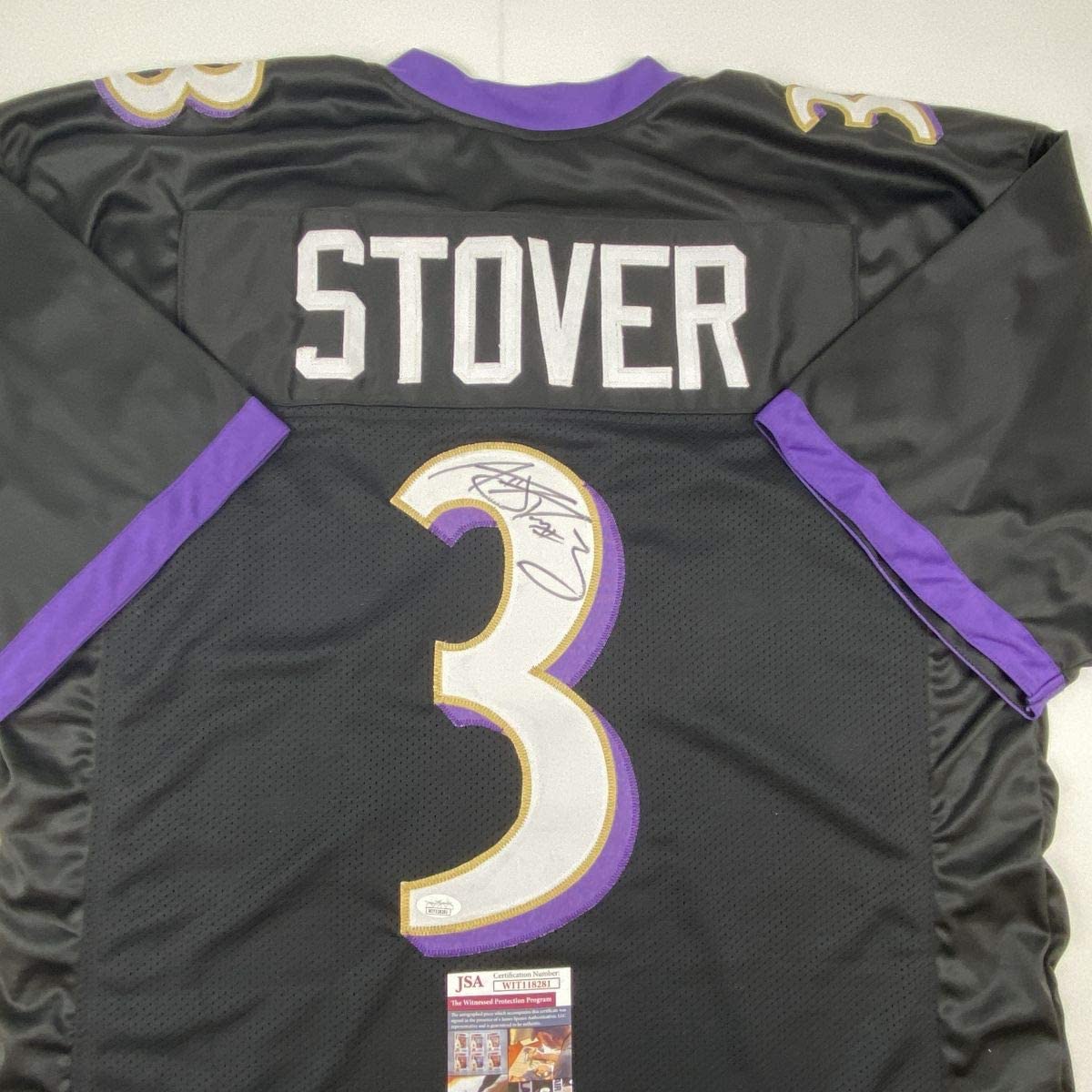 Autographed/Signed Matt Stover Baltimore Black Football Jersey JSA COA