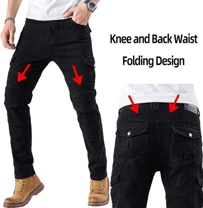 CTBQiTom Motorcycle Pants for Men Motocross Riding Pants Motorbike Riding Denim Jeans Adventure Trousers with CE Armor