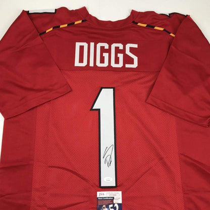 Autographed/Signed Stefon Diggs Maryland Red College Football Jersey JSA COA