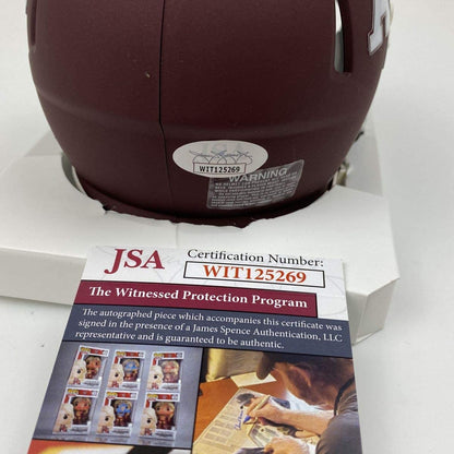 Autographed/Signed Johnny Manziel Texas A&M Aggies College Football Mini Helmet JSA COA