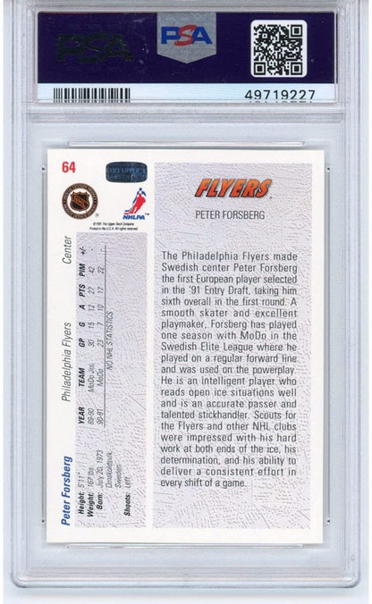 Graded 1990-91 Upper Deck UD Peter Forsberg #64 Rookie RC Hockey Card PSA 10 Gem Mint
