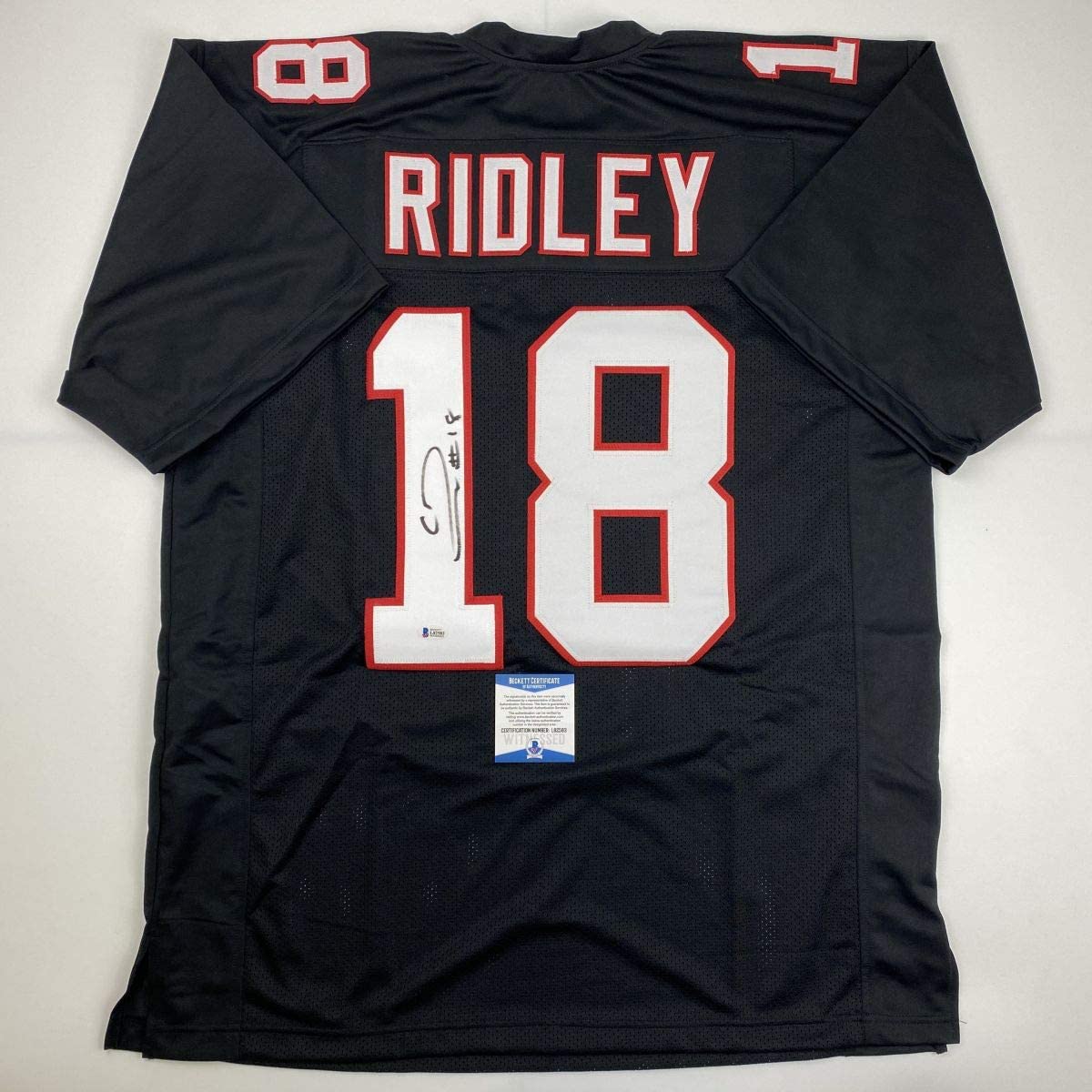 Autographed/Signed Calvin Ridley Atlanta Retro Black Football Jersey Beckett BAS COA