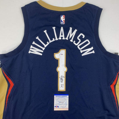 Autographed/Signed Zion Williamson New Orleans Blue Basketball Jersey PSA/DNA COA