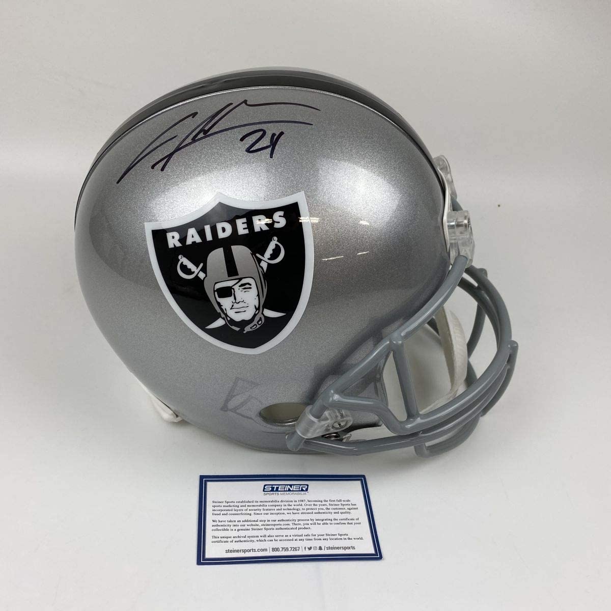 Autographed/Signed Charles Woodson Oakland Raiders Full Size FS F/S Replica Football Helmet Steiner Sprots COA