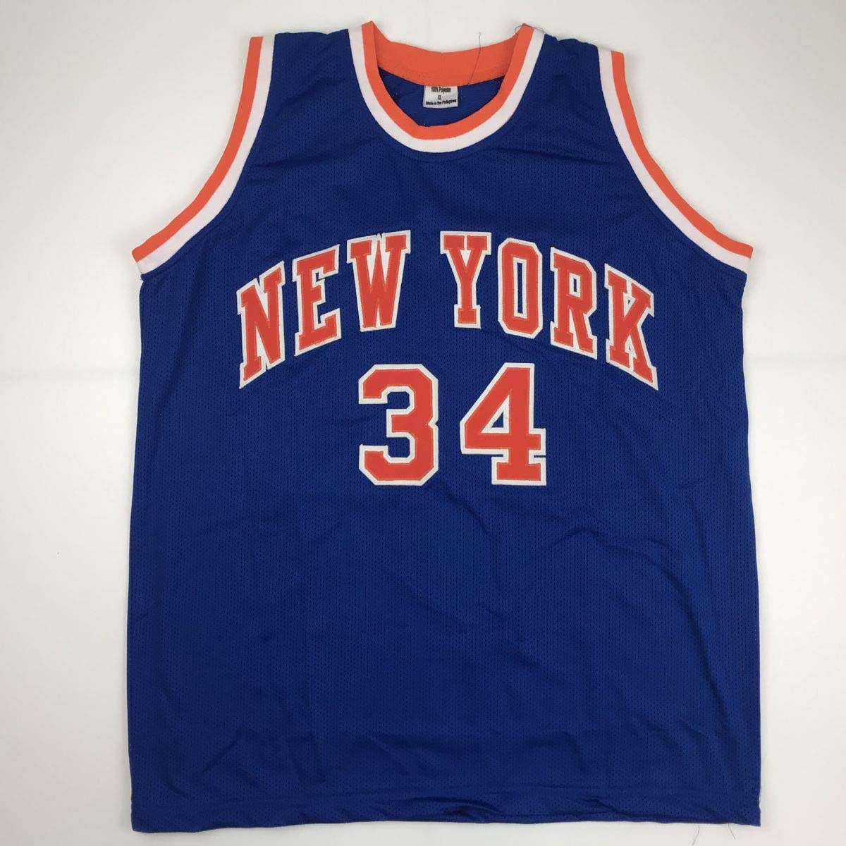 Autographed/Signed Charles Oakley New York Blue Basketball Jersey JSA COA