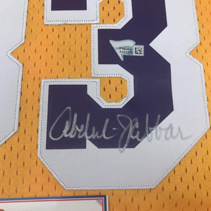 Autographed/Signed Kareem Abdul-Jabbar Los Angeles LA Yellow Basketball Jersey Fanatics COA