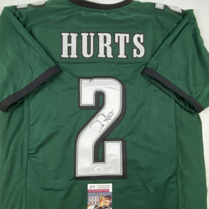 Autographed/Signed Jalen Hurts Philadelphia Green Football Jersey JSA COA