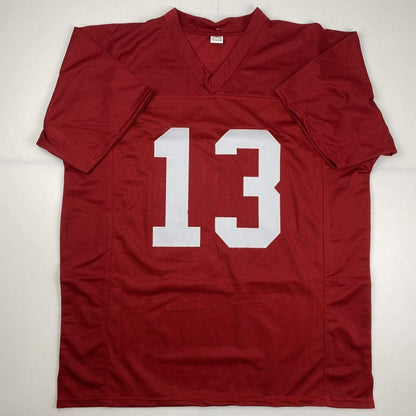 Autographed/Signed Tua Tagovailoa Alabama Red College Football Jersey Beckett BAS COA