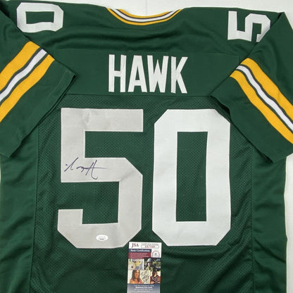 Autographed/Signed AJ A.J. Hawk Green Bay Green Football Jersey JSA COA