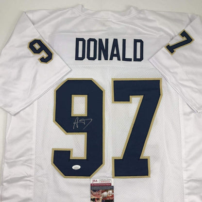 Autographed/Signed Aaron Donald Pittsburgh White College Football Jersey JSA COA