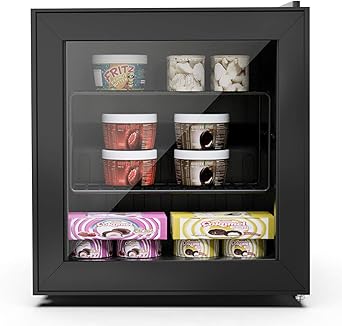 1.1 Cu Ft Mini Freezer Display Freezer with LED Light 2 Removable Shelves 7 Temperature Settings -8´�F to 14´�F Perfect for Liquor and Ice Cream