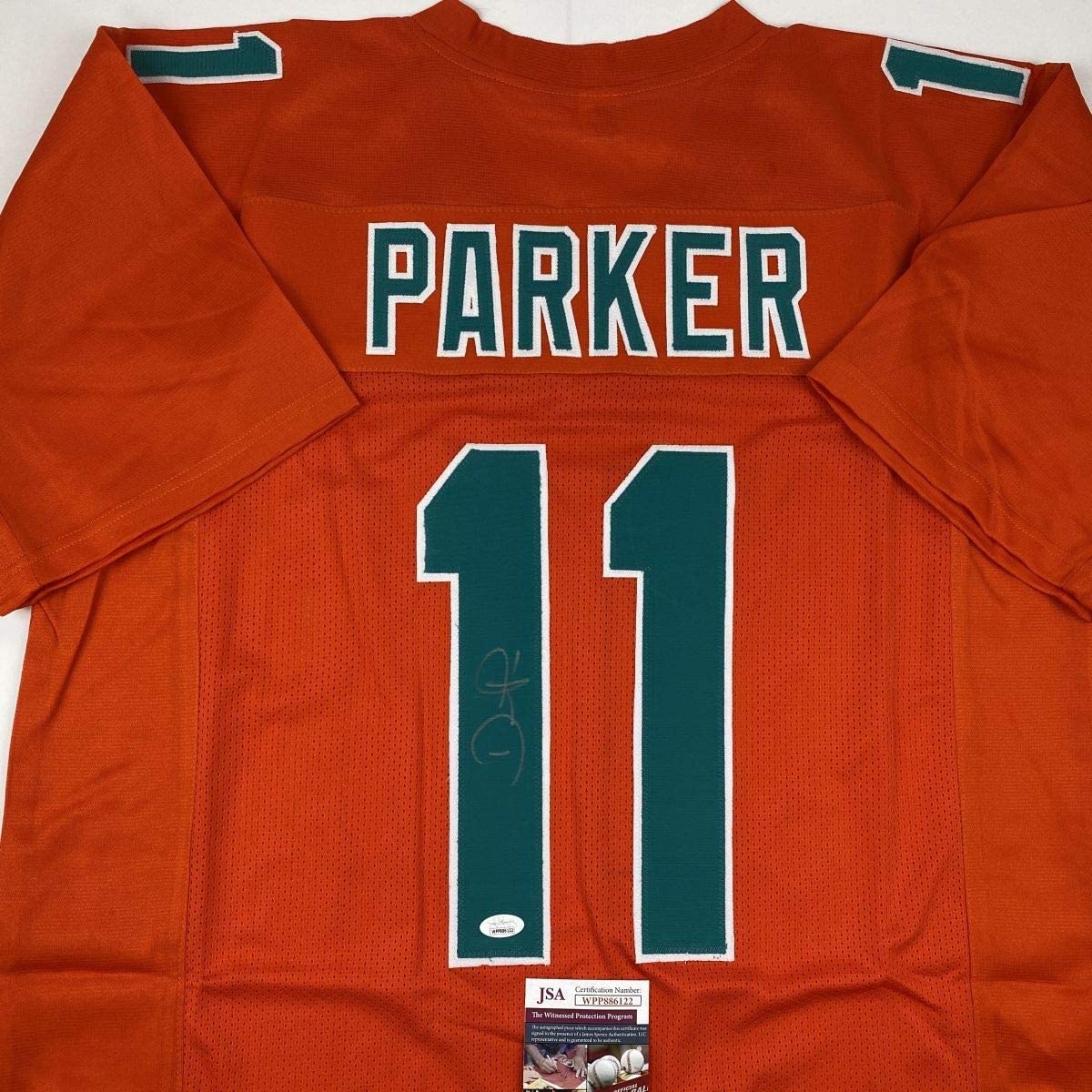 Autographed/Signed Devante Parker Miami Orange Football Jersey JSA COA