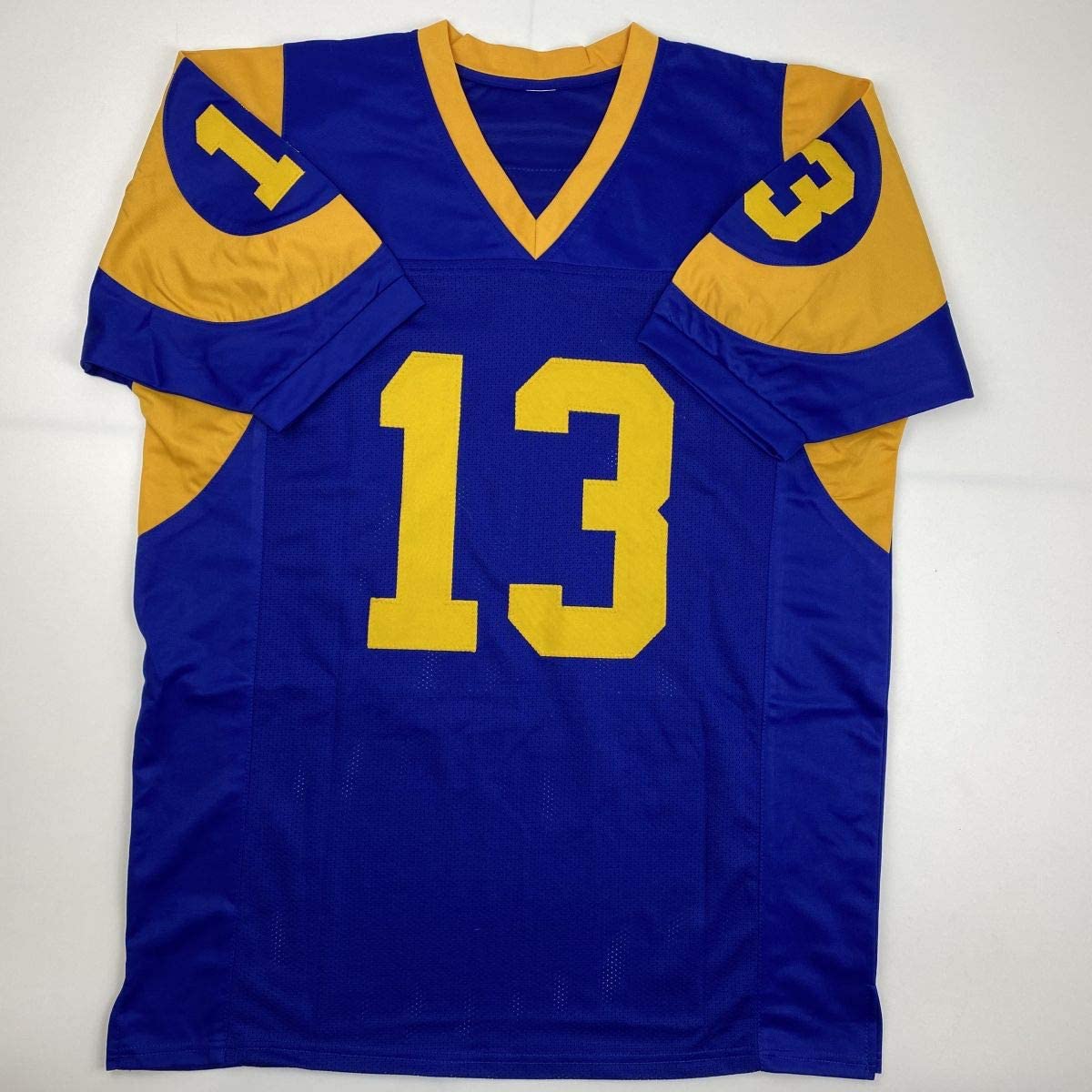 Autographed/Signed Kurt Warner St. Louis Blue Football Jersey Tristar COA
