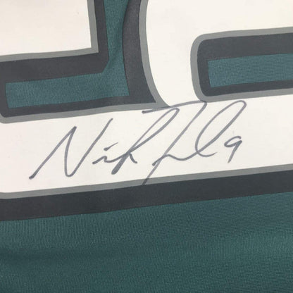 Autographed/Signed Nick Foles Philadelphia Eagles Green Authentic Nike Game Football Jersey JSA COA