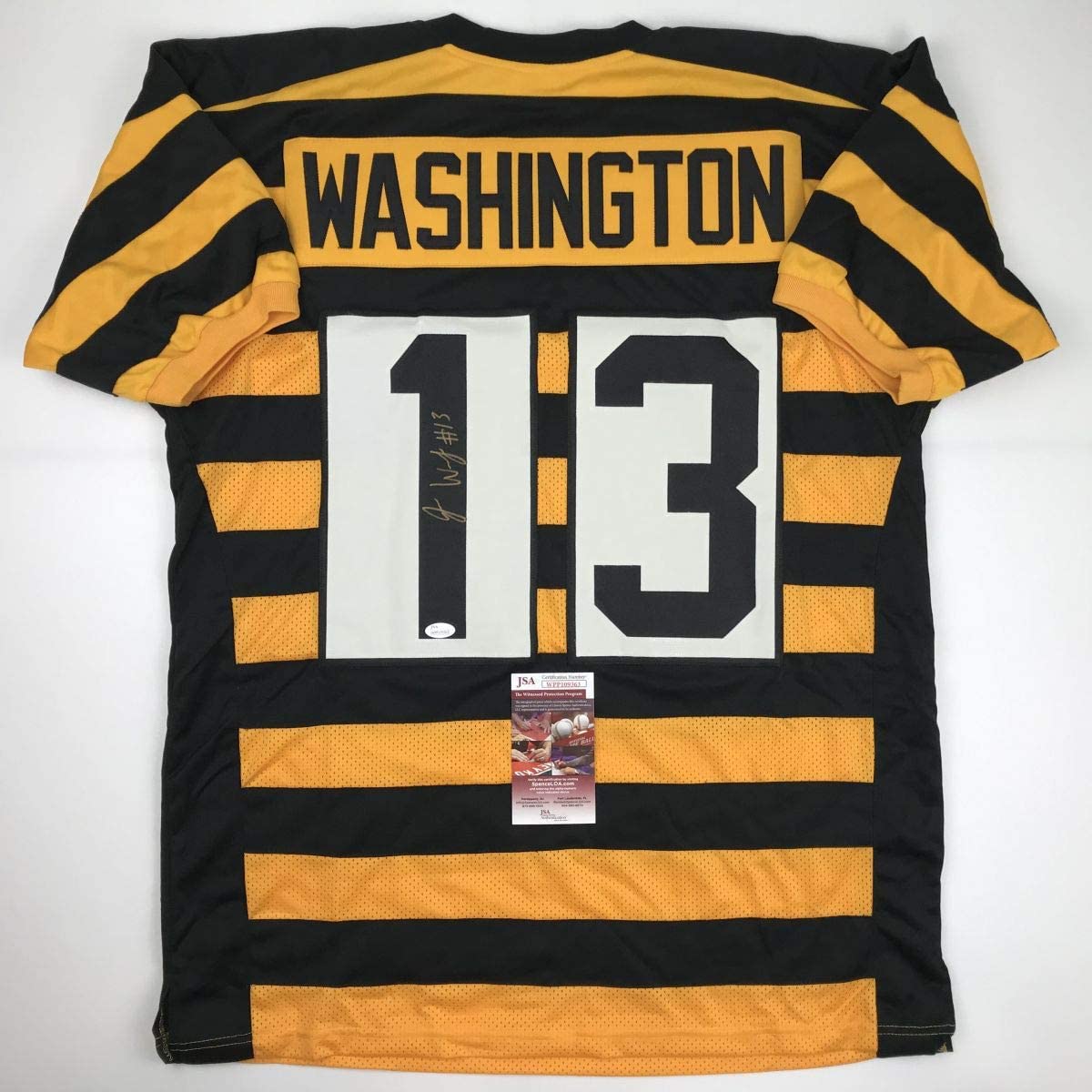 Autographed/Signed James Washington Pittsburgh Bumble Bee Football Jersey JSA COA