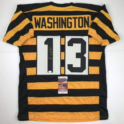Autographed/Signed James Washington Pittsburgh Bumble Bee Football Jersey JSA COA