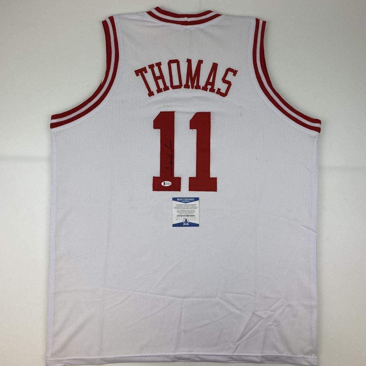Autographed/Signed Isiah Thomas Indiana White Basketball Jersey Beckett BAS COA